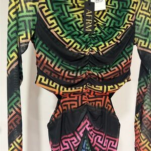 AFRM Colorful Geometric Long Sleeve Dress